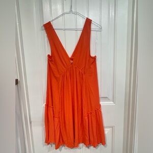 Millibon Bright Coral V-Neck Midi Dress